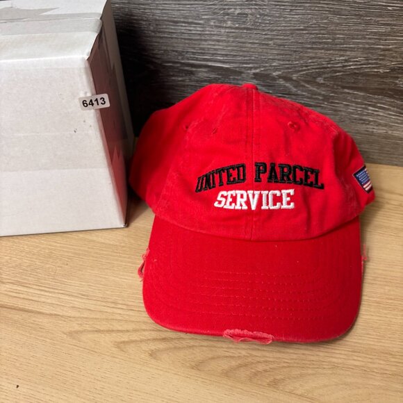 UPS Hat Cap Strap Back Red United Parcel Service Red Adjustable - Picture 9 of 9